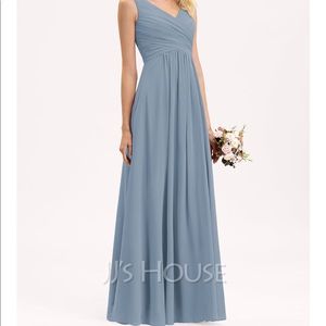 JJs HOUSE dusty blue bridesmaid dress floor length
